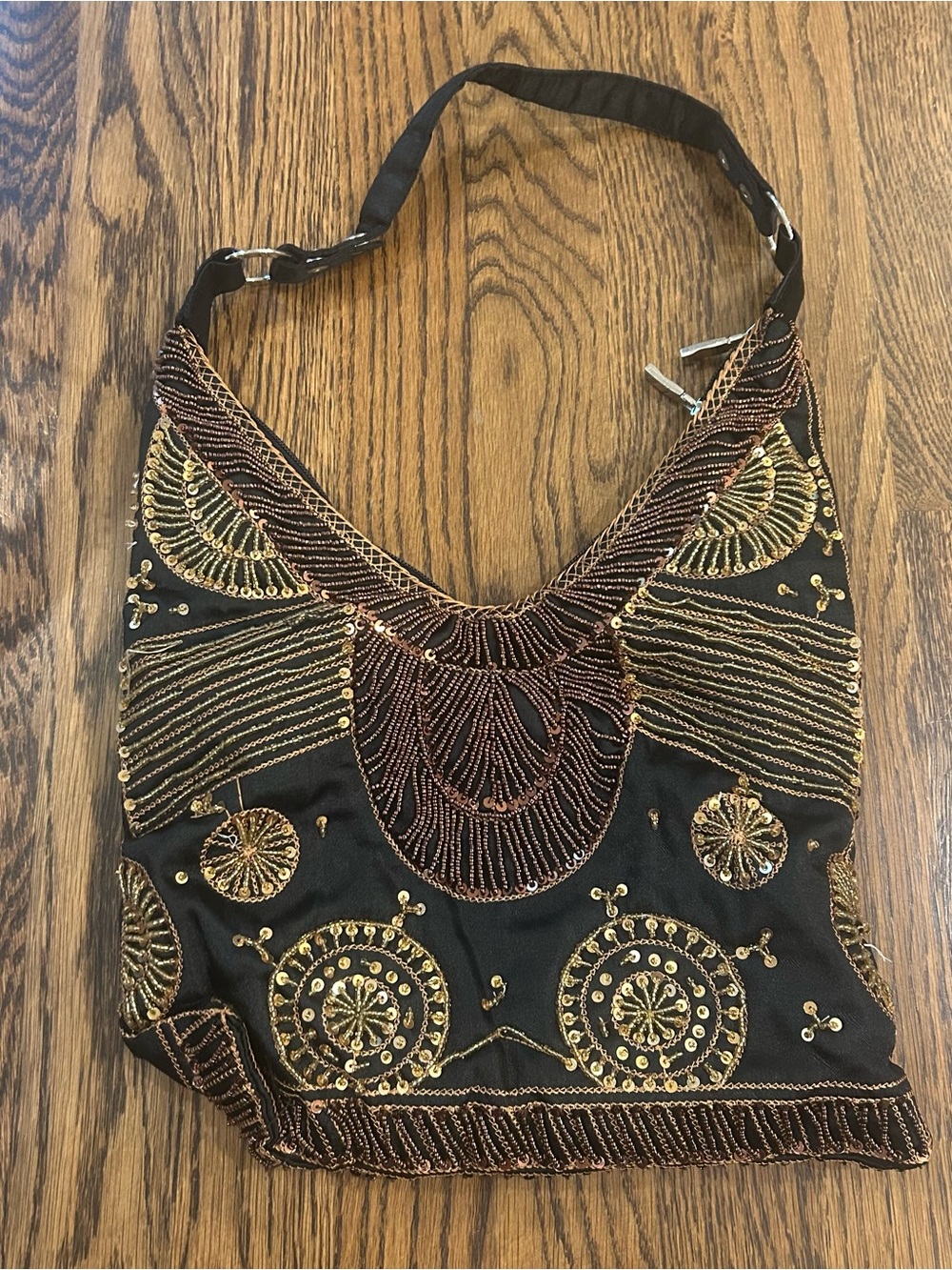 Vintage Y2K ALDO Heavily Beaded Metallic Hobo Shoulder Bag - Picture 4 of 6